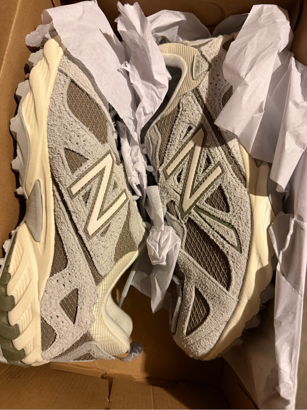 New Balance Kids Neutral Tan and Cream Athletic Sneakers